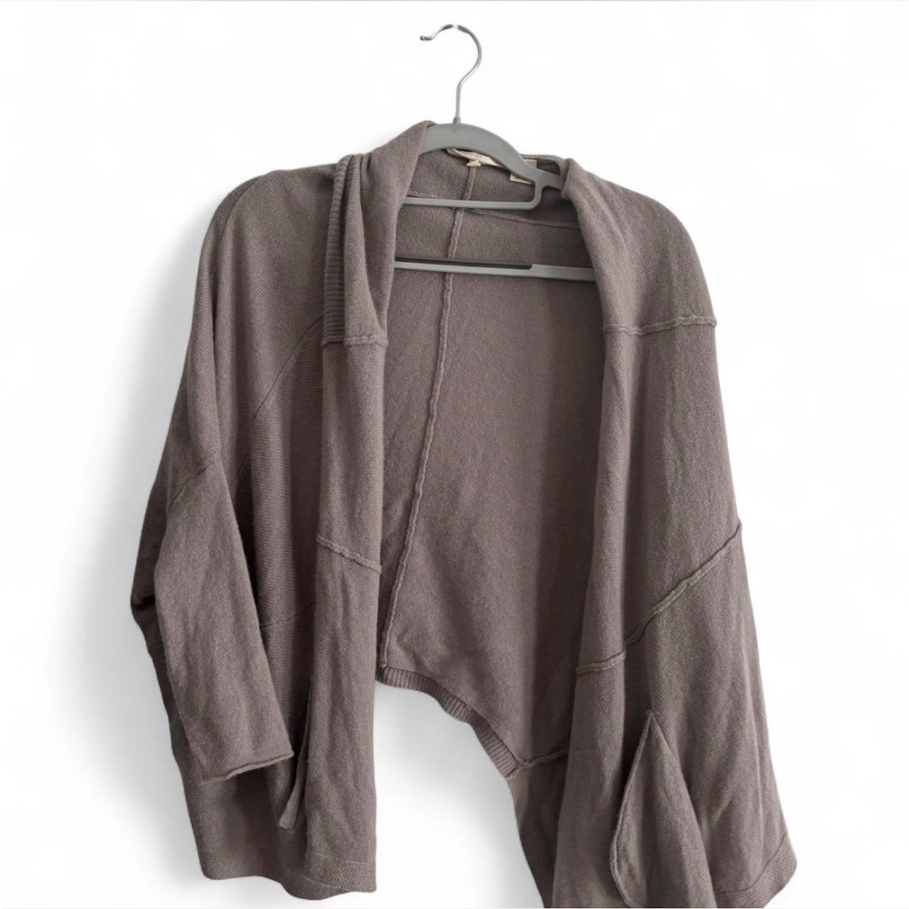 Inhabit 100% Cashmere Open-Front Draped Cardigan - Taupe Brown